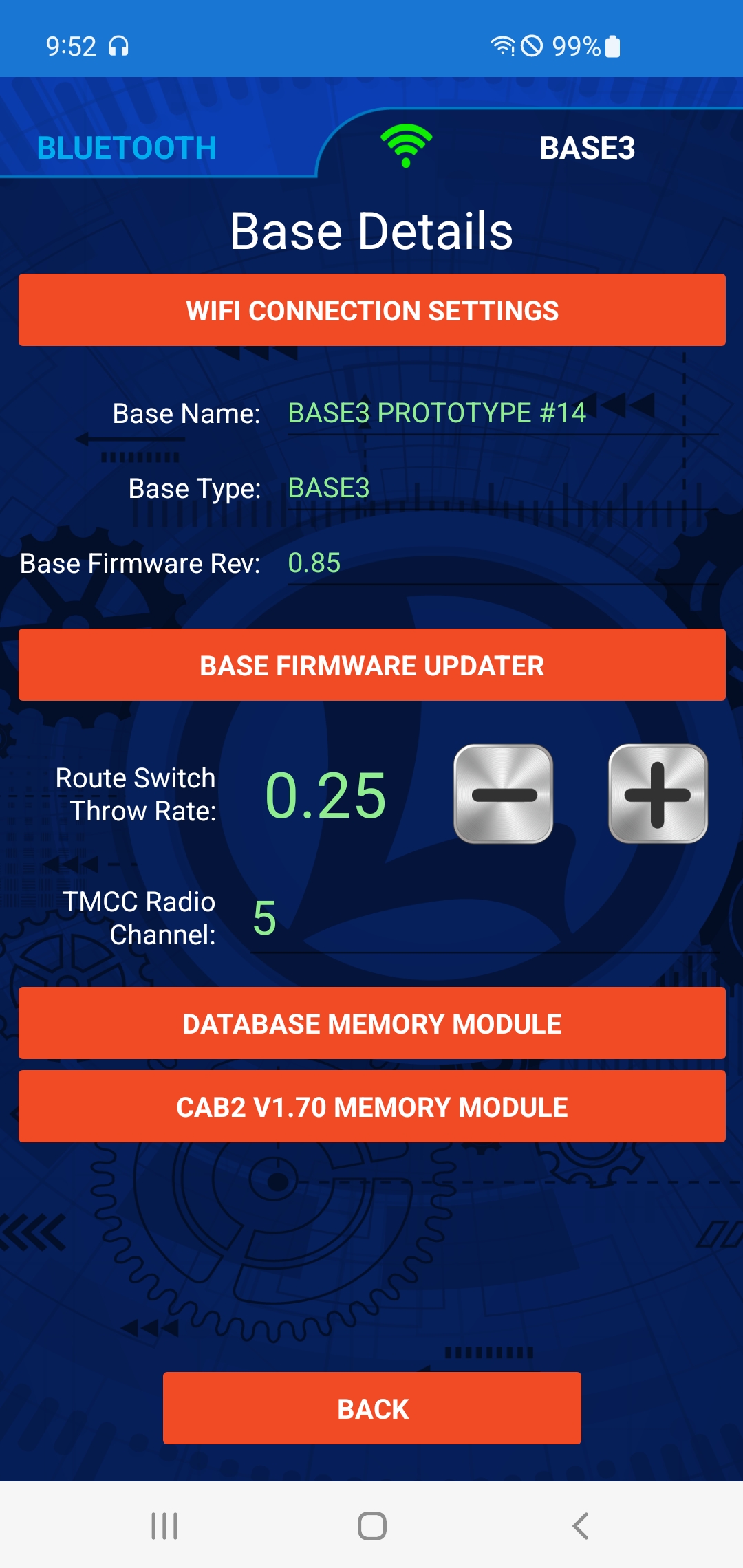 Base3 Details and Firmware Updater Lionel Power & Control